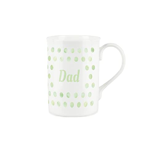 Purely Home Green Polka Dots Spots Dad Mug - Fine Bone China Gift/Present Mug for Dad, Green,white