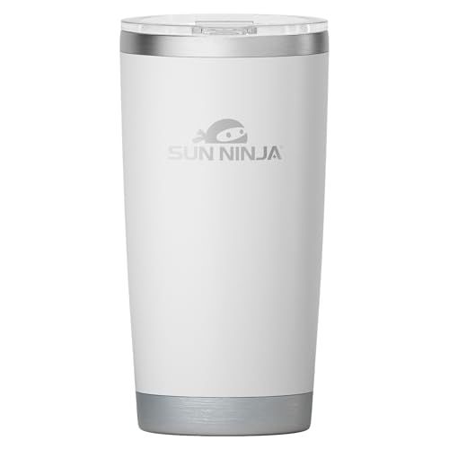 SUN NINJA 20oz Stainless Steel Tumbler - Double Wall Vacuum Insulated Cup with Easy Open Lid | Food Grade 20 oz Coffee Cup for Hot & Cold Drinks | Durable Insulated Mug for Travel, Work & More