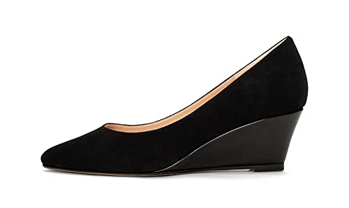 Mettesally Women's Classic Wedge Heel Pumps Pointed Toe Slip On Mid Heels Comfortable Wedding Office Dress Shoes2