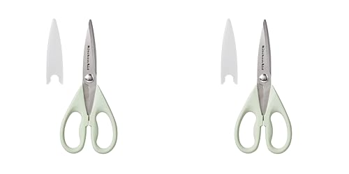 Image of KitchenAid All Purpose Kitchen Shears with Protective Sheath Durable Stainless Steel Scissors,Dishwasher Safe,Soft Grip Comfort Handle,8.72 Inch,Pistachio,(Pack of 2)