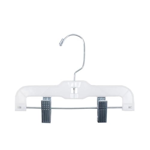 NAHANCO 1610RCLH Plastic Skirt/Slack Hangers, Infant Super Heavy Weight with Long Hook and Metal Clips, Hi-Impact, White (Pack of 100)