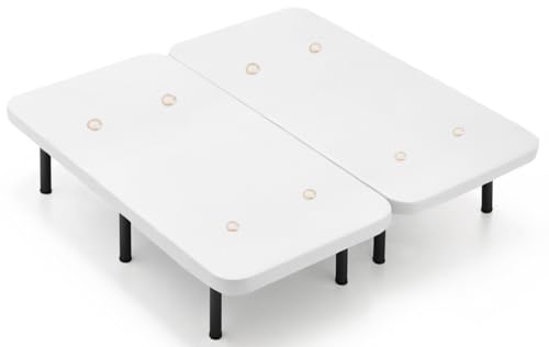 MDS MEJORDESCANSO - Base Tapizada 3D Color Blanco Fabricada con Estructura Metálica Resistente | Patas Cilíndricas Incluidas | Altura Final 37 cm | Medida: 180x190 cm | Fabricación Española