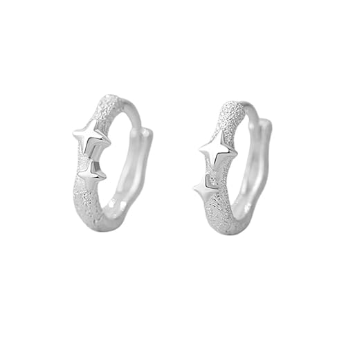Ostory ピアス レディース シンプルな つや消し 星 フープピアス 人気デザイン シルバー925純銀製 リングピアス 金属アレルギー対応 両耳用 ファッション ジュエリー 誕生日 記念日 クリスマス プレゼント
