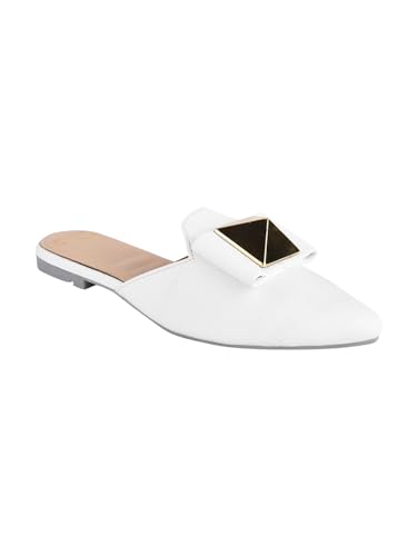 Image of The White Pole Slip on Slides Flat Mules Bellies Jutti Sandals for Women and Girls