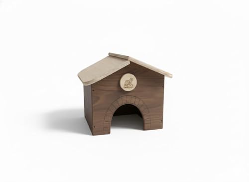Casetta per tartarughe di terra ricco porcellini d'india in legno multistrato terrario senza fondo ricorevo casa chalet villetta gabbia terrario rettili serpenti 30x30x23 (Noce tartaruga)