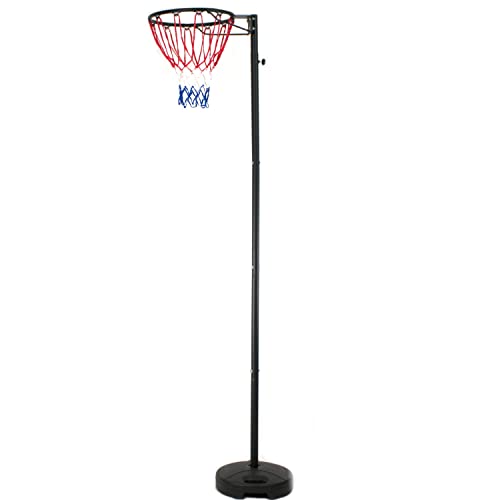 Bee-Ball Full-Sized Netball Hoop & Netball Post - Adjustable Netball Post and Hoop Height from 2.75 to 3.05 Meters - Space Conserving Round Base - Frosted Black Finish