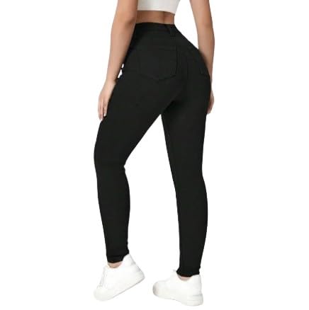 Women's High-Rise Stretch Skinny Ripped Jeans – Distressed Denim Leggings with Comfortable Fit and Classic Design4