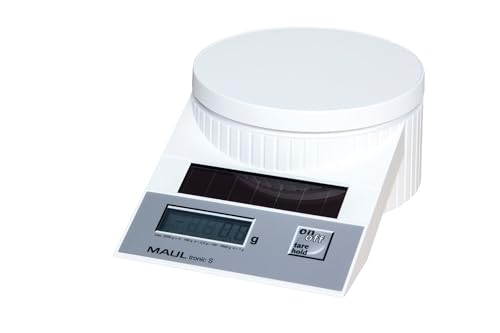 MAUL Briefwaage MAULtronic S 19,6x13x6,5 cm | Waage Solar bis 2kg...