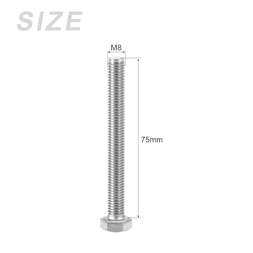 Image of METALLIXITY Hex Head Screws Bolts, Nuts, Flat & Lock Washers Kits (M8-1.25x75mm) 4 Set, Stainless Steel Fully Threaded Machine Screws Bolt Set - for Home Appliance Equipment