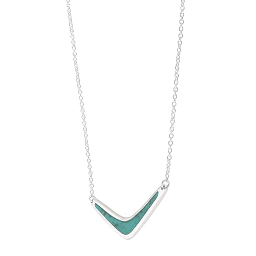Silpada 'Reversible Boomerang' Compressed Turquoise Necklace in Sterling Silver, 16" + 2"2