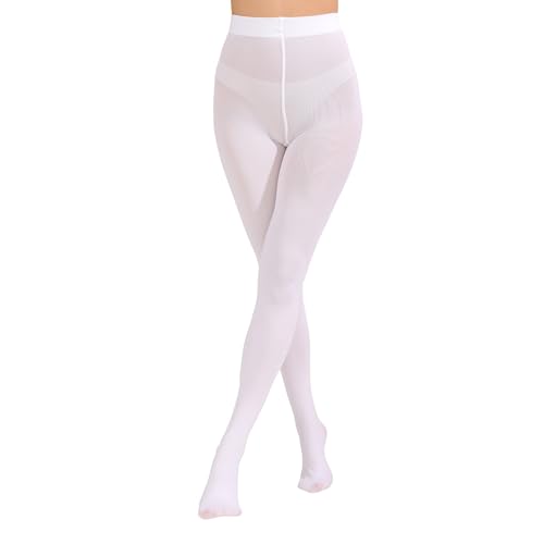 Women's 80 Denier Solid Color Opaque Tights, High Waist Footed Pantyhose2