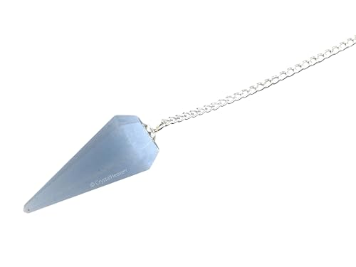 Image of Certified Blue Calcite Pendulum Dowsing Tool - Natural Crystal Pendulum for Spiritual Guidance - Premium Dowser Pendulum for Accurate Divination and Energy Healing - Perfect for Energy Healing and Chakra Balancing - Handcrafted with Precision and Elegance