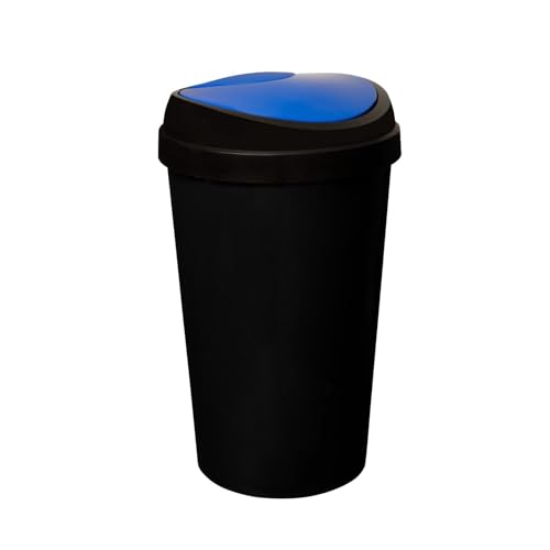 SPECTRAPLAST® 50L Top Touch Kitchen Bin Large Indoor Rubbish Bin with Coloured Lids (Black, Blue, Red, Silver, Green, Yellow) – Hands-Free Waste Disposal for Kitchen, Home, Office & Recycling (BLUE)