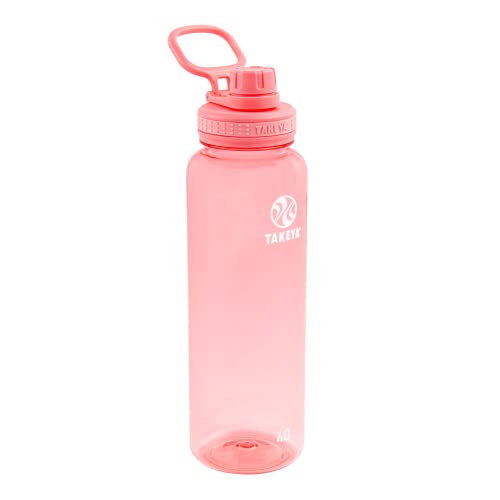 Takeya 40 oz Tritan Plastic Sport Water Bottle with Spout Lid, Premium Quality, BPA Free Food Grade Materials, Flutter Pink