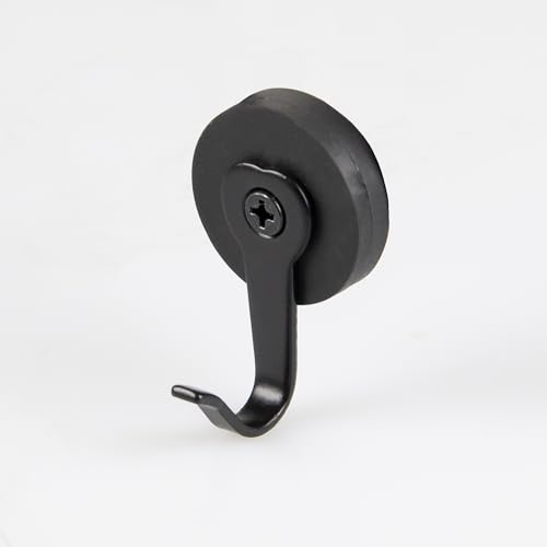 Magna-C® Magnethaken mit gummierter Hülle | matt-schwarz | mit Metallhaken | Neodym-Hakenmagnet für Camping, Haushalt und Werkstatt extrem Haftstark (Ø31mm)