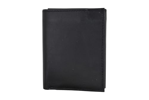 MARSHAL Premium 100% Genuine Leather Tri-fold Men's Wallet with Secure Hook and Loop Closure - Black #564 Wallet2