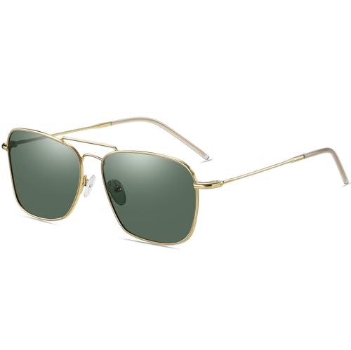 Image of DUCO Reverse Lenses Square Sunglasses for Men Women,Retro Polarized Sun Glasses Classic Shades Double Bridge DC3046