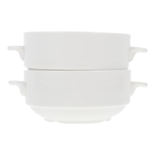 Toyvian 2 pezzi Ciotole in Ceramica con Manici Fini per Zuppe e Colazione Resistenti e Facili da Pulire per Servire Brodo Cereali e Yogurt