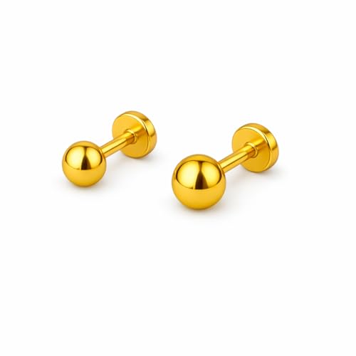 Image of 925 Sterling Silver 18K Gold 1 Micron Plating Dot Stud Earrings for Women & Girls | Lightweight & Tarnish Resistant