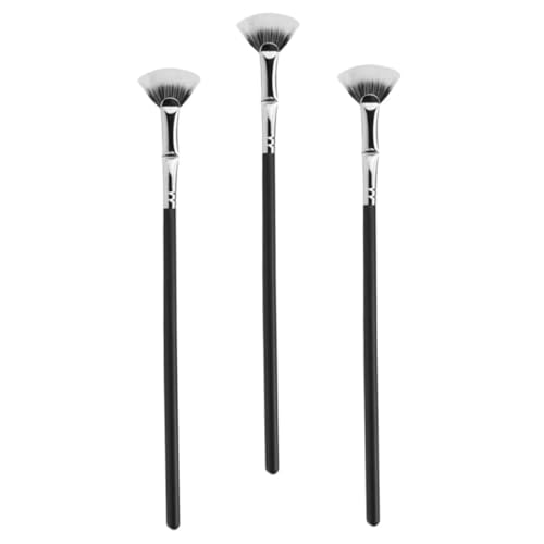 Baluue 3pcs Black Angled Fan-shaped Mascara Fan Brushes for Women Eye Lash Brush Eye Makeup Tools