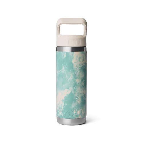 Image of YETI Rambler 18 oz Bottle, Vacuum Insulated, Stainless Steel with Color Matching Straw Cap, Sea View