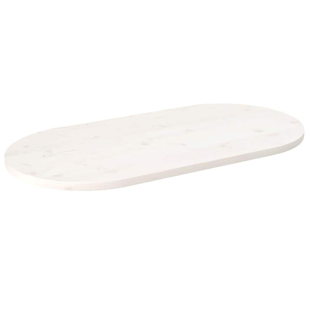 Tischplatte Weiß 90x45x2,5 cm aus massivem Kiefernholz oval für DIY BAU, Ersatz, Möbel, Esszimmer, Wohnzimmer, Büro, Küche, Garten, Schutzauflage und Restauration