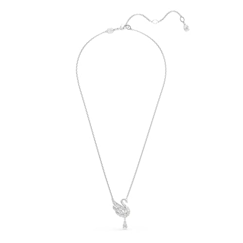 Swarovski Swan pendant, Swan, White, Rhodium finish2