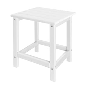 Adirondack Side Table Outdoor HDPE Small Outdoor Table for PatioOutside End Table for Porch Deck Pool Weather ResistantEasy MaintenanceIndoor or Outdoor Use White