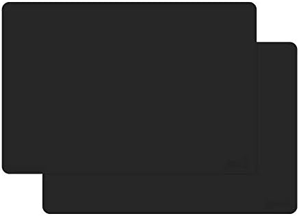 gasare, Extra Large, Thicker, Heat Resistant Mats, Countertop Protector, Silicone Mats for Kitchen Counter, Non Slip, Waterproof, Washable, 25 x 17 Inches x 1.4 mm, Set of 2, Black