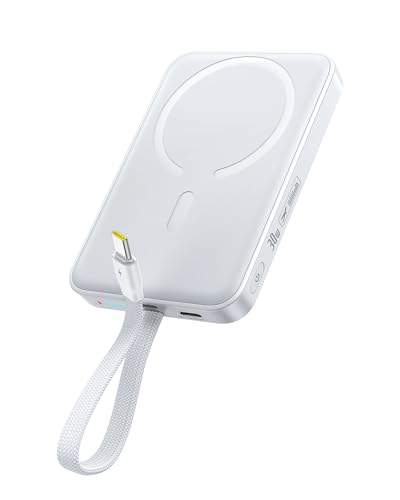 Image of Baseus Magsafe Power Bank, 10,000mAh 30W Magnetic Portable Charger, Fast Charging Wireless Battery Pack with Built-in Braided USB-C Cable for iPhone 17 Pro Max /Air /16 /15 /14 /13, AirPods, iPad and More