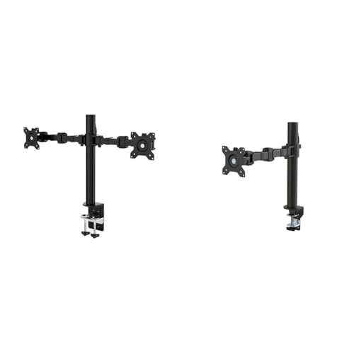 Image of amazon basics Dual Monitor Stand - Height-Adjustable Arm Mount, Steel
