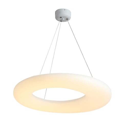 Plafonnier suspendu LED au design de bague blanche pour un éclairage de salon chic