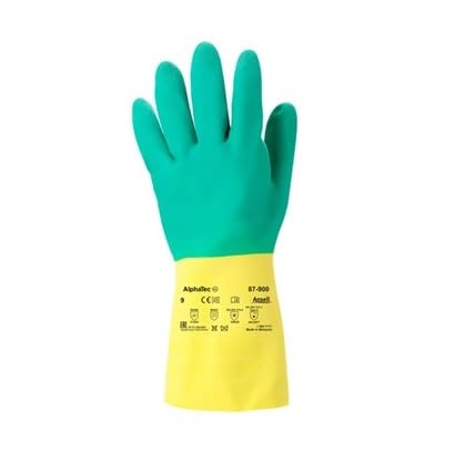 Ansell 87-900 Rękawice robocze rozmiar 9, odporne na działanie środków chemicznych, lateks, żółte, 1 para