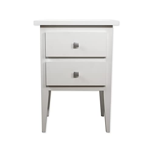 Tete De Lit Mesita de Noche de Madera Maciza Ikeam Luna, Mesilla Dormitorio Blanca 44x35x63 Cover