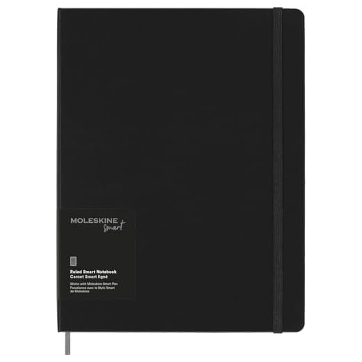 Moleskine Smart Notebook, Smart Writing System, Digital Notepad with Hard Cover, Ruled Pages and Elastic Closure, Size Extra Large 19 x 25 cm, Colour Black