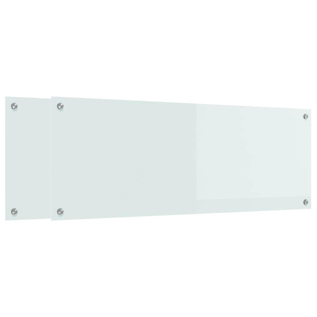 Küchenrückwand 2 Stück Weiß 110 x 40 cm Gehärtetes Glas Hitzebeständig mit 4 Löchern Modernes Küchenzubehör für Kochen und Backen Platzsparend und langlebig