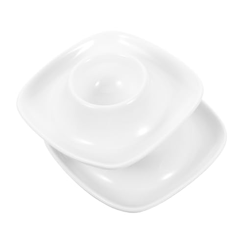 JECOMPRIS 2pcs White Ceramic Egg Holder Egg Stand for Breakfast and Easy to Clean for Home and Restaurant Use