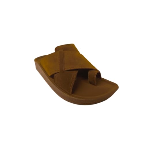 Image of PARAGON Men's Casual Suede Look Sandals, Brown, Comfort Slip-On, Model 60023G
