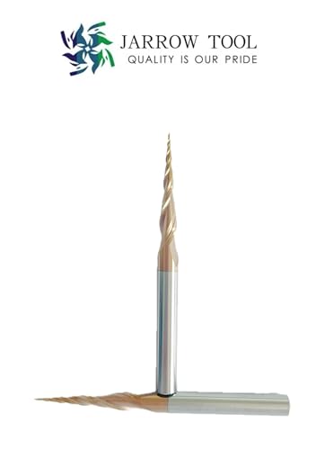 Image of 2pcs Tapered Ball Nose End Mill with 0.5mm Tip Diameter (Radius=0.25mm) 5 /4 inch*1 /4 inch *3 inchShank with CNC Router Bit 2D and 3D Engrave Carving Woodworking Tool