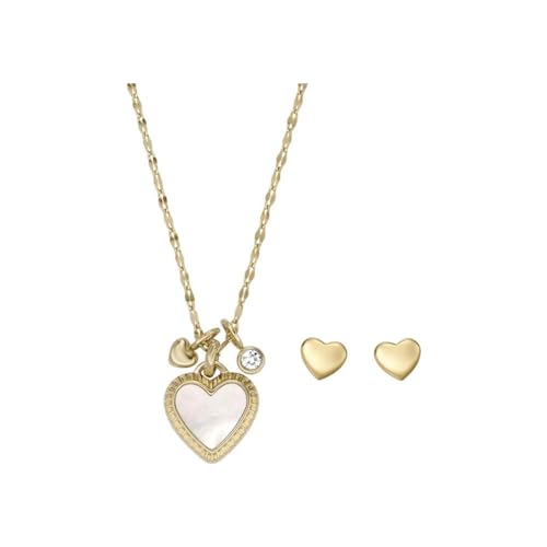 Fossil Women's Stainless Steel with lobster clasp closure pendant necklace and earring set