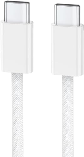 RAPIDRISE USB C to Type-C Charger Cable 1M 100W Braided for 6A PD Fast charging and Data Transfer Compatible with i-Phone 15 Plus Pro Max, Macbook,I-Pad Air,Samsung S24 S23 Ultra,Pixel 8,Huawe-i