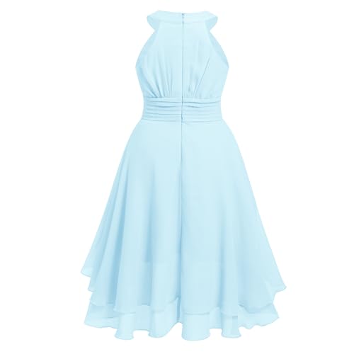 IBTOM CASTLE Girls A-line Ruffle Dress Halter Junior Bridesmaid Chiffon Dress Flowy Wedding Flower Girl Party Prom Gown3