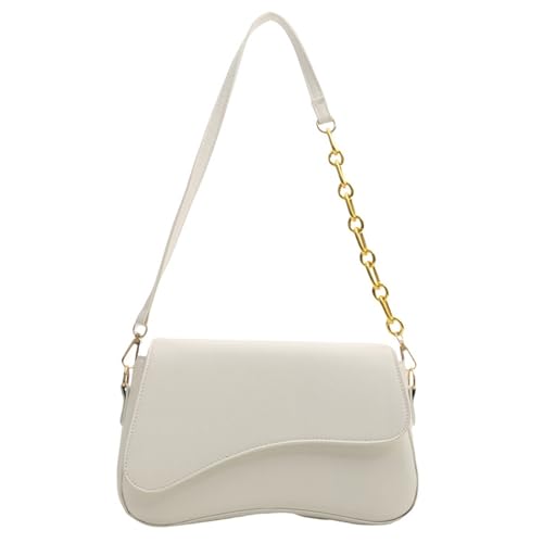 1PC Shoulder Bag, 9.7x6x2.3 PU Small White Shoulder Bag with Magnetic Buckle, Underarm Bag with Removable Straps Y2K Trendy White Purse for Women