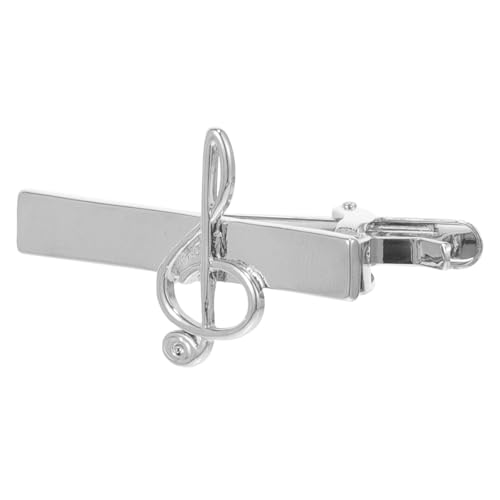 MOBUTOFU Pasador de Corbata para Hombre en Aleación Plateada Diseño de Nota Musical, Clip Decorativo para Traje de Negocios, Accesorio Elegante y Práctico para Boda y Oficina