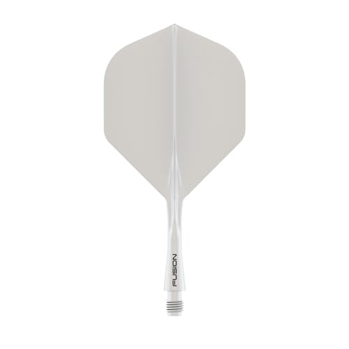 WINMAU Darts Fusion Integrated Flight & Shaft System - No.2 Shape & Design - White Colour, Medium Length, Medium (34mm)