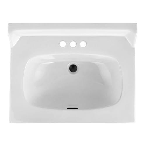 Image of Fine Fixtures Ceramic Bathroom Sink Top with Raised Back - Fits Standard 24 inch Vanity Sink Basin for Small Bathroom Vanity (26 inch x 20 inch), High Gloss Finish, 3 - Hole Faucet Compatible.