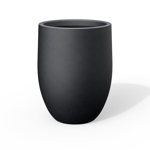Kante Tall Concrete Planter 21.7-Inch Height Black Large Indoor Outdoor Plant Pot with Drainage Hole for Patio Garden Home Modern Decor for Flowers and Tree