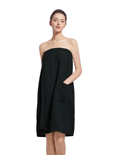 Image of Women'S Soft Wrap Towel Full Length,Bath Robe After Shower Female Plush Long,Spa Bathrobes Lightweight With Pockets