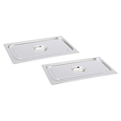 AmazonCommercial - Pack de 2 Tapas de Acero Inoxidable para Recipientes de Mesa Caliente Cover