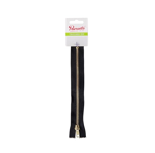 Pasmanta Cremallera de Pantalón no Divisible | 20 cm | Cremallera Metálica para Vaqueros, Chinos y Bermudas (Negra - 18cm)